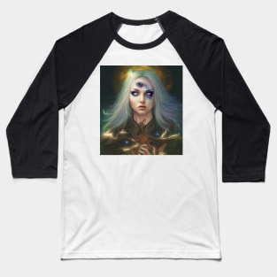 Women Wicca Art Witchy Artwork Beautiful Witch Girl 3 Baseball T-Shirt